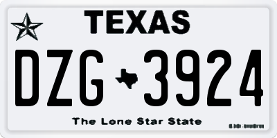 TX license plate DZG3924