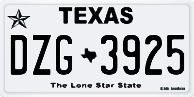 TX license plate DZG3925