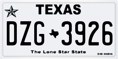 TX license plate DZG3926