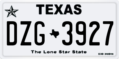 TX license plate DZG3927