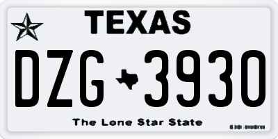 TX license plate DZG3930