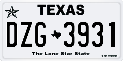 TX license plate DZG3931