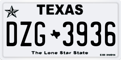 TX license plate DZG3936