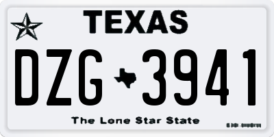 TX license plate DZG3941