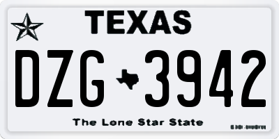 TX license plate DZG3942