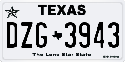 TX license plate DZG3943