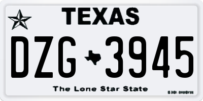 TX license plate DZG3945