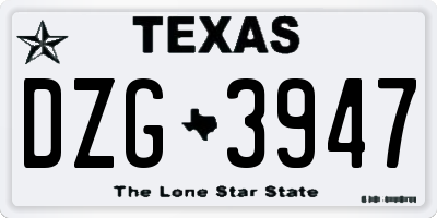 TX license plate DZG3947