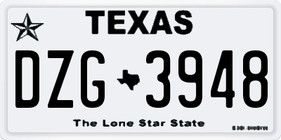 TX license plate DZG3948