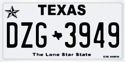 TX license plate DZG3949