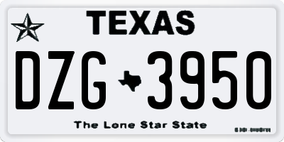 TX license plate DZG3950