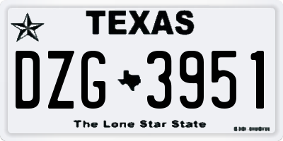 TX license plate DZG3951