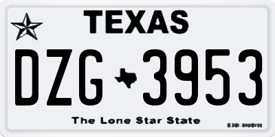 TX license plate DZG3953