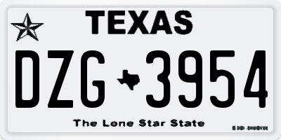 TX license plate DZG3954