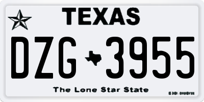 TX license plate DZG3955