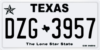 TX license plate DZG3957
