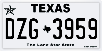 TX license plate DZG3959