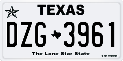 TX license plate DZG3961