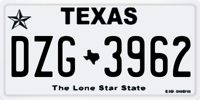 TX license plate DZG3962
