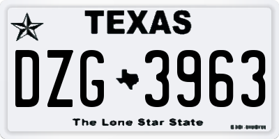 TX license plate DZG3963
