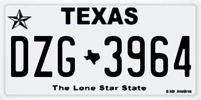 TX license plate DZG3964