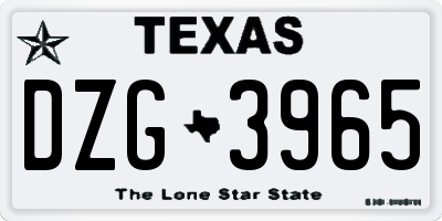 TX license plate DZG3965