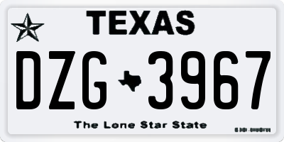 TX license plate DZG3967