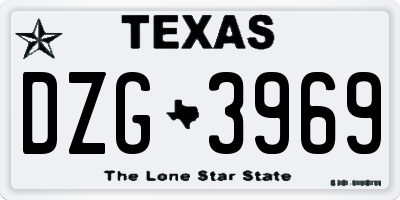 TX license plate DZG3969