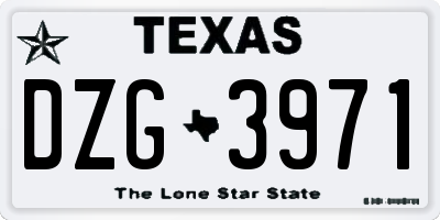 TX license plate DZG3971