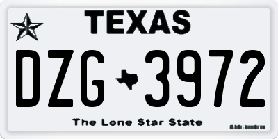 TX license plate DZG3972