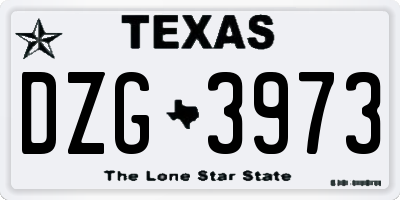 TX license plate DZG3973
