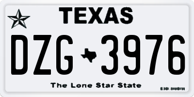 TX license plate DZG3976
