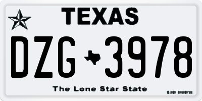 TX license plate DZG3978