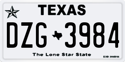 TX license plate DZG3984