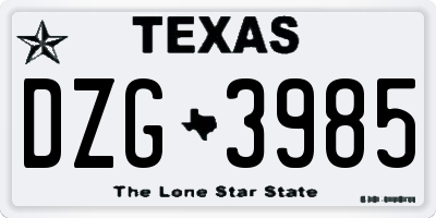 TX license plate DZG3985
