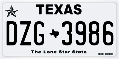 TX license plate DZG3986