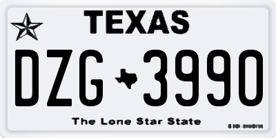 TX license plate DZG3990