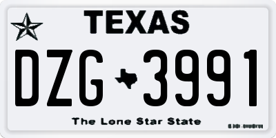 TX license plate DZG3991