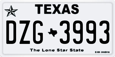 TX license plate DZG3993