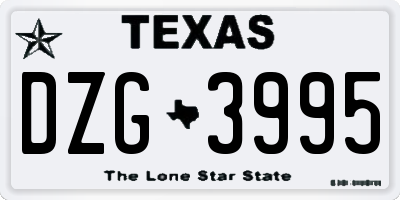 TX license plate DZG3995