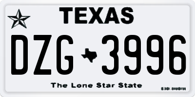 TX license plate DZG3996