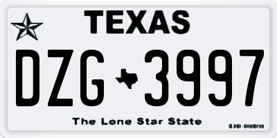 TX license plate DZG3997