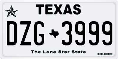 TX license plate DZG3999