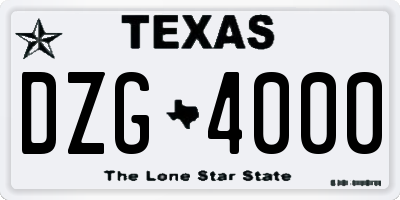 TX license plate DZG4000