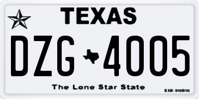 TX license plate DZG4005