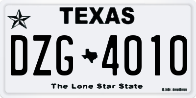 TX license plate DZG4010