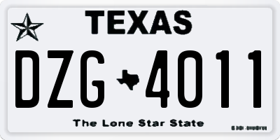 TX license plate DZG4011