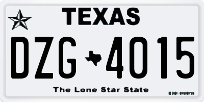 TX license plate DZG4015