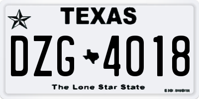 TX license plate DZG4018