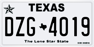 TX license plate DZG4019